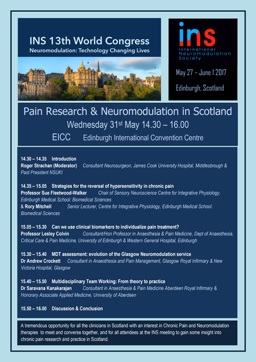 Pain Research and Neuromodulation in Scotland flyer